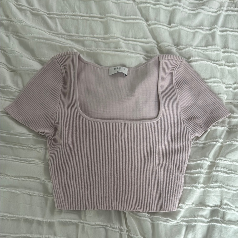 Aritzia Women's Ribbed Lilac square neck Top